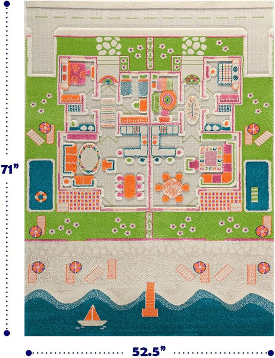 71X52Inch Oversized Educational Playtime Rug For Kids