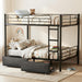 Black Full-Over-Full Heavy-Duty-Metal Bunk Bed With Drawers