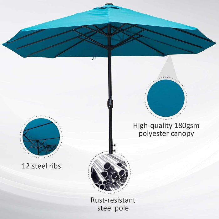 Extra Large 15 Ft Patio Umbrella, Double-Sided Wide Outdoor Umbrella with Crank Handle and Air Vents for Backyard, Deck, Pool, Market, Cream White