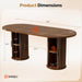 71” Oval Dining Table for 6-8 with Storage, Fluted Base, Walnut