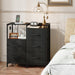 Black Nightstand with Charging Station and LED Light, Wide 5 Drawers Dresser for Bedroom with Fabric Bins and Open Shelf for Bedroom Kids Closet Dorm Guest Room, Black