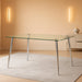 Glass Dining Table for 4 with 51 Inch Clear Rectangular Glass Top, 0.31" Modern Tempered Glass Kitchen Table Furniture with 4 Silver Plating Metal Legs for Home Dining Room
