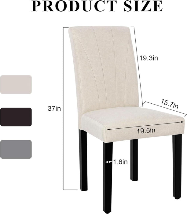 Upholstered Dining Chairs Set of 6, Modern Fabric and Solid Wood Legs & High Back, Parsons for Kitchen/Living Room- Beige