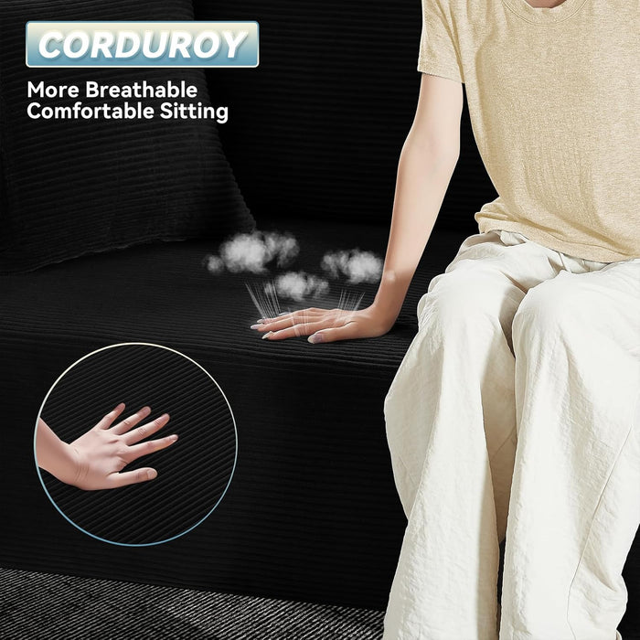 Three Seater Sofa Black Memory Foam SeamlessIntegration