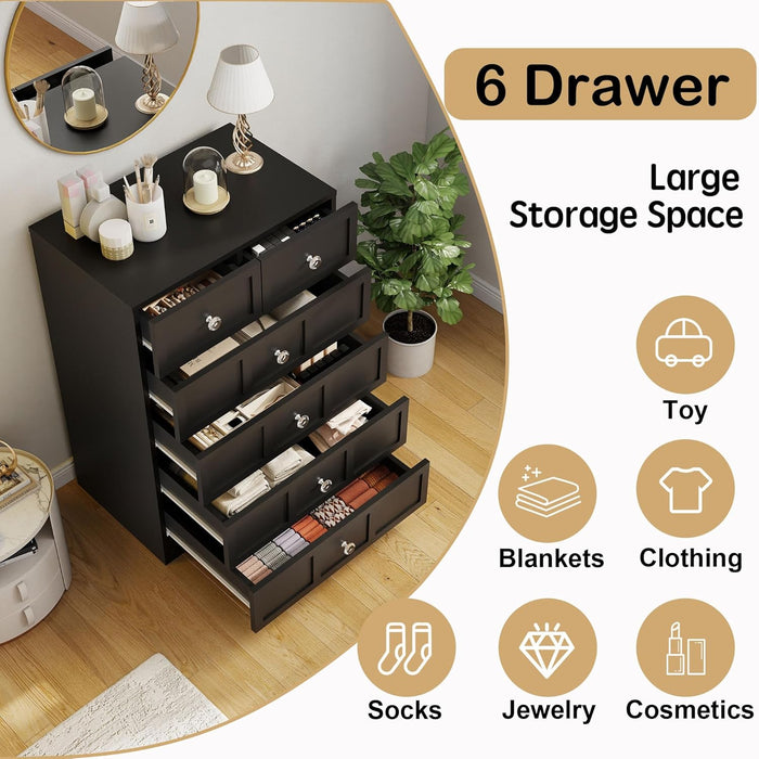 Black TwentyFourInch Fluted Dresser For BedroomSpace