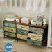 Dresser with Drawers for Bedroom Chest of Drawers Fabric Dresser for Closet,Nursery Entryway Hall Tree TV Stand for Living Room Retro Floral Pattern Drawers Wooden Top (Wide 9 Drawers)