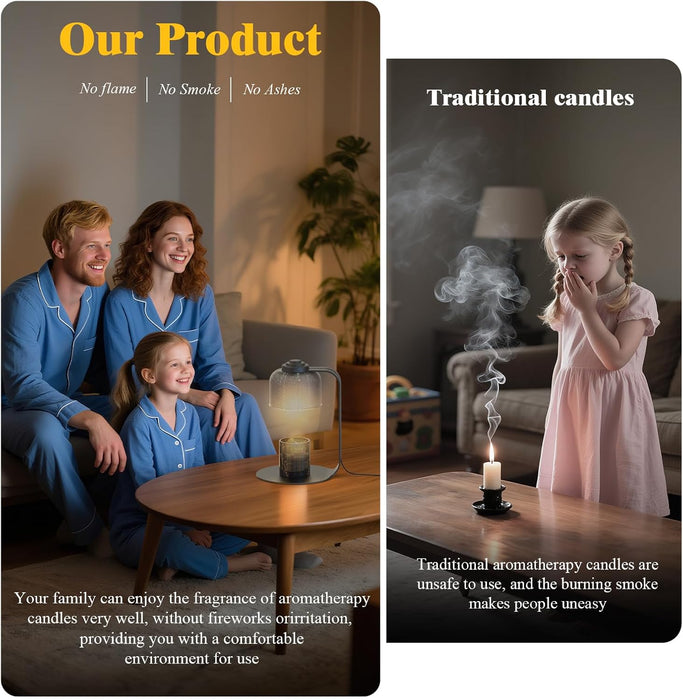 Candle Warmer Lamp with Timer - 4-Level Dimmable, Includes 2 Bulbs, Flameless Wax Warmer for Jar Candles | Ideal Gift for Housewarming & Birthday