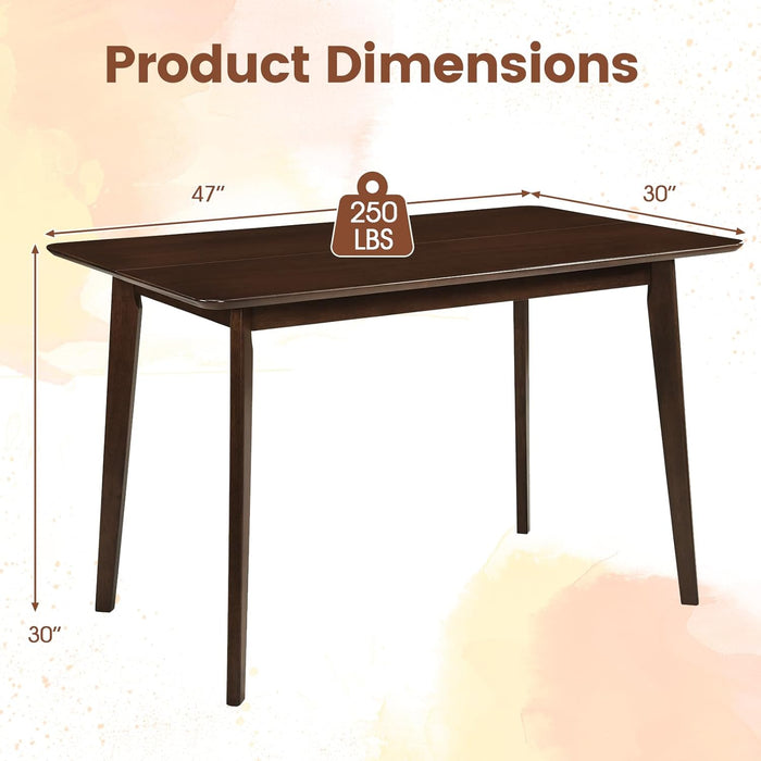 47Inch Walnut Rubber Wood Dining Table Rectangular