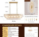 39In Large Chandelier Gold, Modern Dining Room Light Fixtures, 3 Layer Luxury Glass Chandelier 6 Light Rectangular Chandeliers for Dining Room Kitchen Island Living Room (Clear Glass)