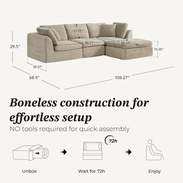 108Inch ExtraLarge L Shaped Modular Sectional Sofa