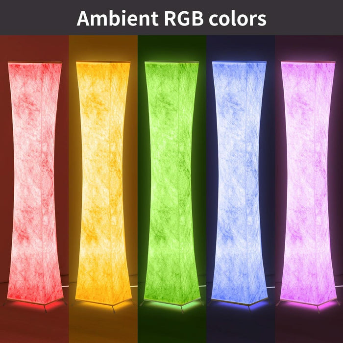 Floor Lamp,1800Lumens,Rgbw 2700K-6500K,Remote Control,2 X 80W Equivalent,E26 Base,Color Changing Standing Lamp for Living Room Bedroom,Duppon Paper,60In