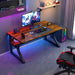 Computer Desk, 47 X 20In Computer Desk, Office Desk W/Storage, Home Office Desks for Gaming Study Writing Work, Sturdy Metal Frame, Large Legroom, Waterproof, Scratch-Resistant, Rustic Brown
