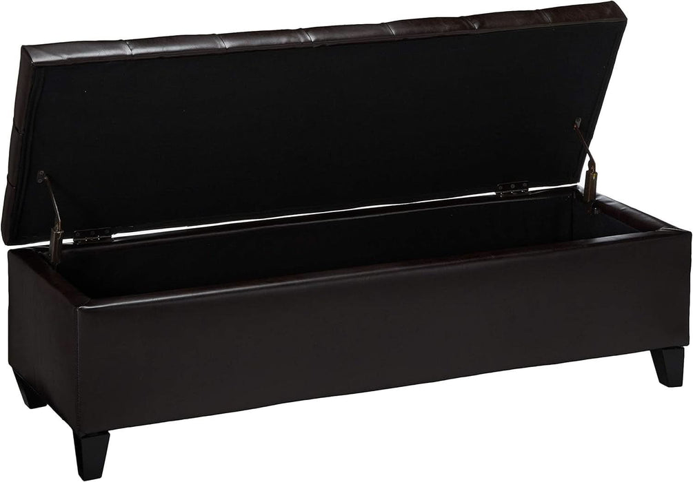 Ottilie Leather Storage Ottoman, Brown