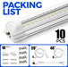 LED Shop Light, 8FT 72W 10000LM 5000K, Daylight White, V Shape, Clear Cover, Hight Output, Linkable, T8 LED Tube Lights, for Garage 8 Foot with Plug (Pack of 10)