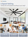 72 Inch Ceiling Fan No Light with Remote Control, 8 Blades Quiet DC Reversible Motor, 6-Speed, Timer, Black Finish, Indoor Outdoor Ceiling Fans for Patios, Living Room, Garage
