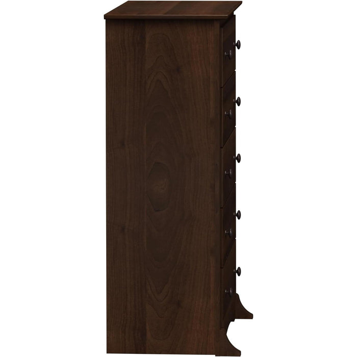 Espresso 5-Drawer Chest with Wide Top