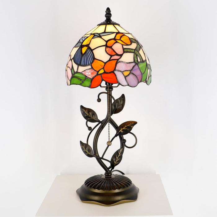 Tiffany Style Stained Glass Table Lamp Blue Hummingbird 18 Inch