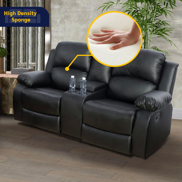 Alpine Living Room Recliner Set Include Love Seat, Sofa, 2-Piece,Black