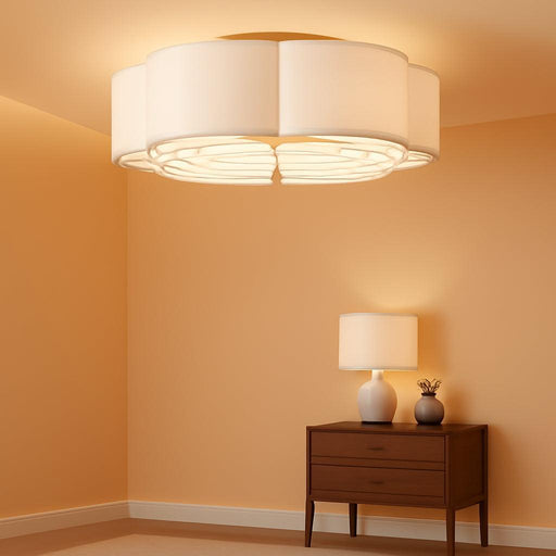 Caged Ceiling Fan with Lights, Flush Mount 20" Boho Ceiling Fans with Lights Remote Control, Low Profile Fabric Bladeless with 6 Speeds for Bedroom, Nursery, Kitchen