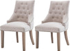 Dining Chair Beige Fabric Leisure Padded Ring Chair, Nailed Trim, Set of 2