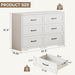 Farmhouse 6 Drawer Dresser for Bedroom, 47" W Modern Chest of Drawers with Metal Handles, Wood Dresser TV Stand, Dresser Drawer Organizer for Closet, Living Room,Hallway,White