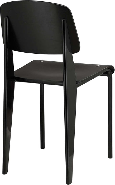Cabin Modern Wood and Metal Kitchen and Dining Room Chair in Black