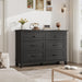 6 Dresser for Bedroom, 47 in Wide Drawer Dresser with Storage Freestanding, Wooden Closet Storage Chest for Living Room, Bedroom, Entryway, Dark Black