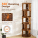 5 Tier Rotating Bookshelf Tower, 360° Display round Bookcase, Floor Standing Corner Revolving Bookshelf Organizer Storage Rack for Home Study Office, Walnut