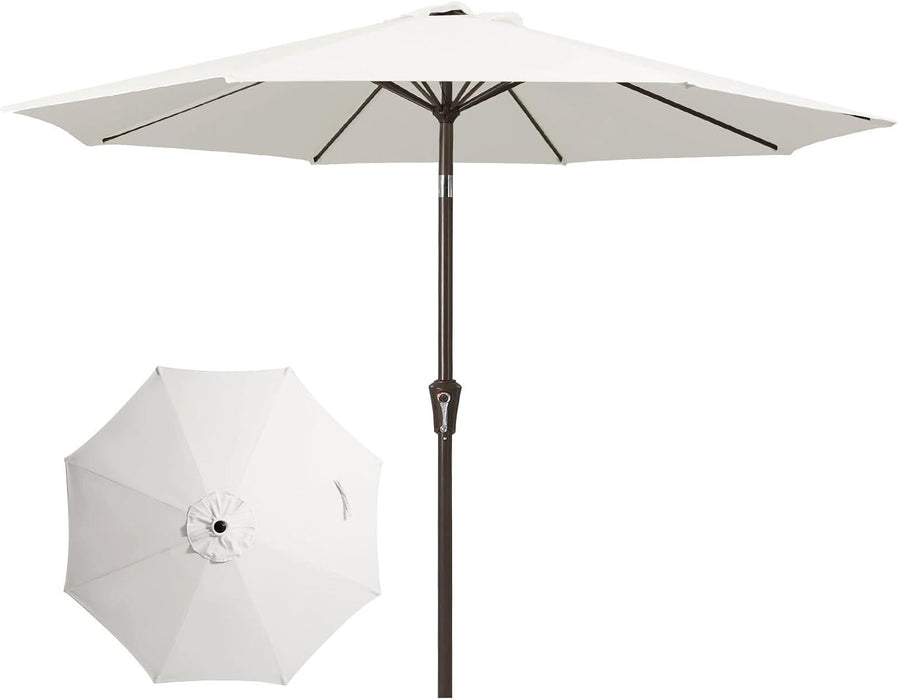 10FT Patio Umbrellas Outdoor Table Umbrella with Push Button Tilt and Crank, Market Umbrella 8 Sturdy Ribs UV Protection Waterproof for Pool, Garden (White)