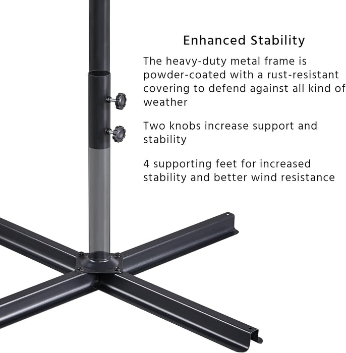 10FT Patio Offset Umbrella - Cantilever Hanging Outdoor Umbrellas W/Uv Protection & 8 Ribs & Handy Crank & Cross Base for Market/Garden/Lawn/Deck/Backyard/Pool - Tan