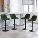 Faux Leather Adjustable Bar Stools Set of 3, Modern Swivel Barstools with Back, Black Metal Base and Footrest, Upholstered Armless Bar Chairs for Kitchen Island/Dining/Pub, Green