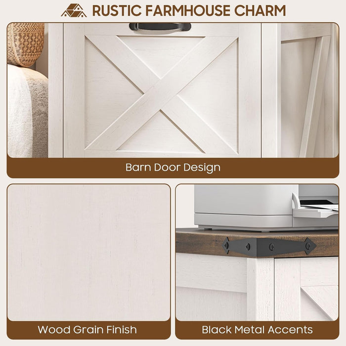 Two Drawer Farmhouse Vertical Filing Cabinet White