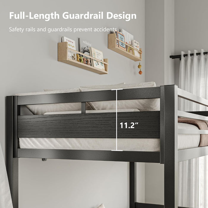 IndustrialStrength Alloy Metal Twin Bunk Bed Black