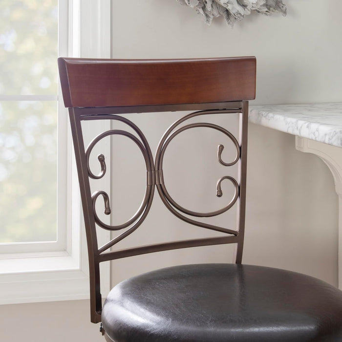Company Back Scroll  Big and Tall Barstool, Bar Height, Dark Bronze/Brown