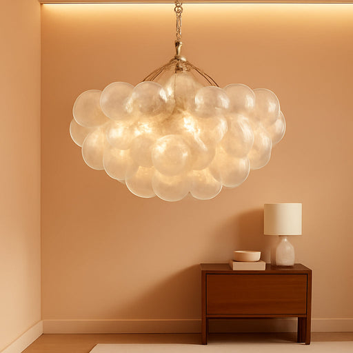 Modern Glass Chandelier,9 Light Nordic Bubble Ball Swirled Glass Globe Gold Large Pendant Light Fixtures for Foyer Bedroom Dining Room Living Room Kitchen Entryway D31.1 in UL Listed