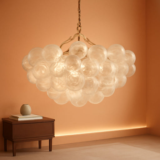 Modern Glass Chandelier,9 Light Nordic Bubble Ball Swirled Glass Globe Gold Large Pendant Light Fixtures for Foyer Bedroom Dining Room Living Room Kitchen Entryway D31.1 in UL Listed