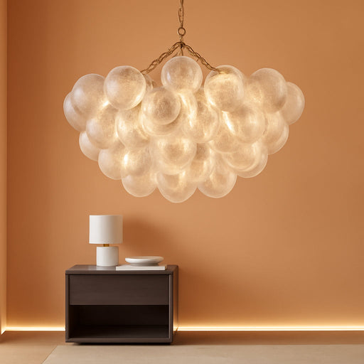 Modern Glass Chandelier,9 Light Nordic Bubble Ball Swirled Glass Globe Gold Large Pendant Light Fixtures for Foyer Bedroom Dining Room Living Room Kitchen Entryway D31.1 in UL Listed