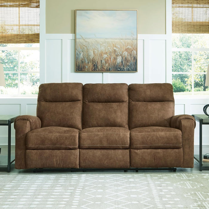 Edenwold Contemporary Faux Leather Manual Reclining Sofa, Dark Brown