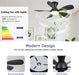 36Inch Black Low Profile Ceiling Fans with Lights and Remote/App Control, Reversible DC Motor, 6 Speeds, Modern Flush Mount Ceiling Fan with 5 Blades for Outdoor Patio,Small Room,Bedroom