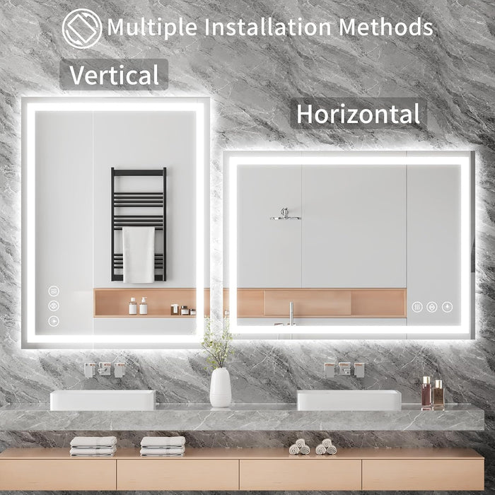 40X30 LED Bathroom Mirror, Shatterproof Mirror with Light