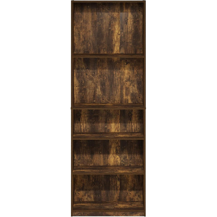 Jaya Simply Home Adjustable Shelf Bookcase, 5-Tier, Amber Pine
