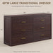 60" Wide Transitional 6-Drawer Dresser for Bedroom, Cacao Walnut