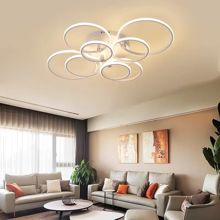 Gleam Circle Rings Modern Chandelier Led Lamp for Living Room Bedroom Study Room Matte Chandelier Fixture Ceiling Lights