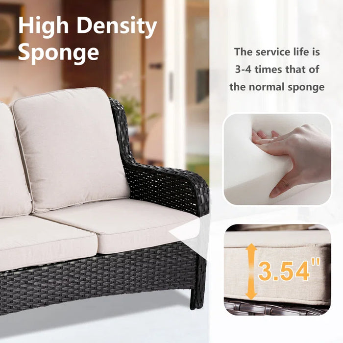 Melanson Patio 5 Piece Rattan Seating Group with Cushions