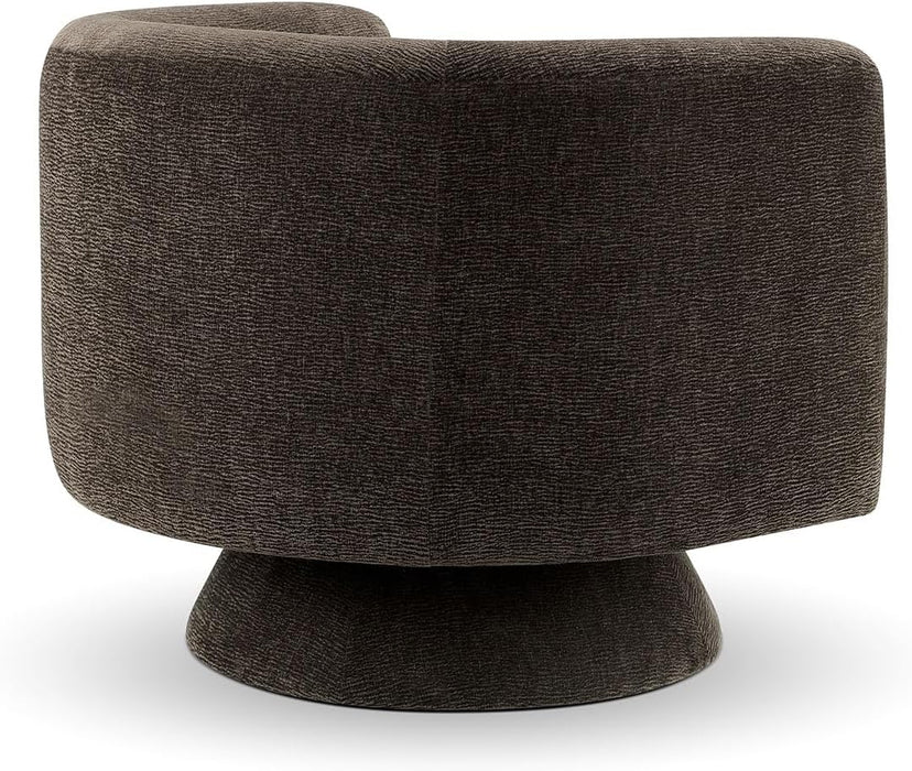 Swivel Accent Chair, Mid Century Modern round Barrel Chairs, Upholstered Velvet Fabric Home Sofa Living Room with Solid Wood Base, Single Sofa Lounge Chair, Espresso