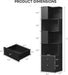 Corner Bookshelf, 70.87" Tall Corner Bookcase with Drawers, Corner Shelf Storage Display Rack for Living Room Home Office, Black