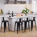 Metal Bar Stools Set of 4 Counter Height Black Barstools with Removable Back 24" Kitchen Bar Stools