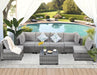 7 Pieces Outdoor Patio Furniture Set, Wicker Sectional Sofa Set Rattan Modular Patio Conversation Sets with Cushions Couch Set & Coffee Table for Outside, Garden, Balcony, Porch, Grey