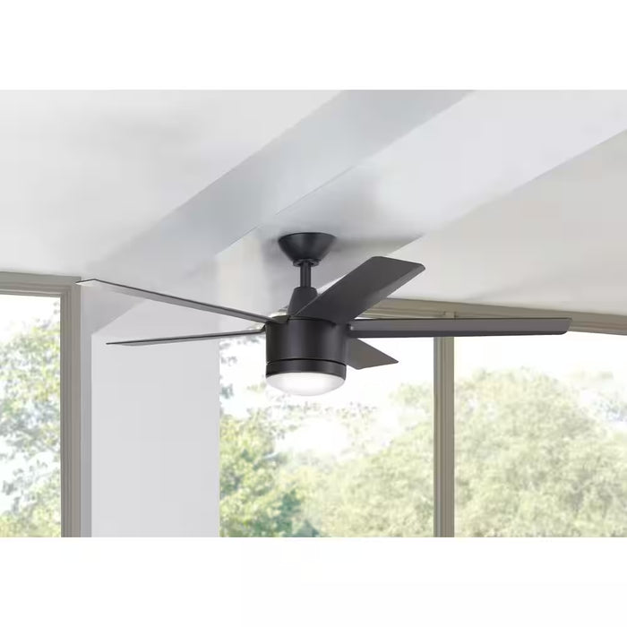 Merwry 52 In. Integrated LED Indoor Matte Black Ceiling Fan with Light Kit and Remote Control