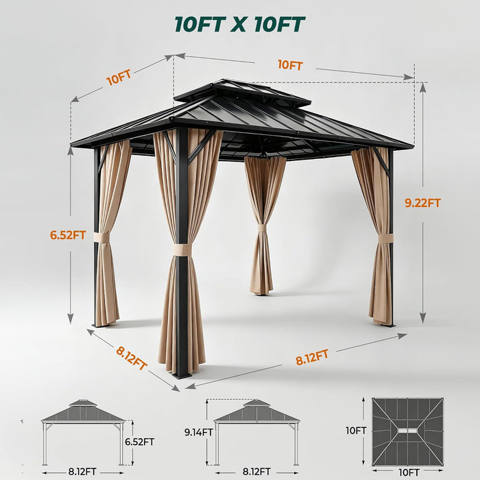 10x10 Feet Hardtop Gazebo PremiumQuality Outdoor Patio